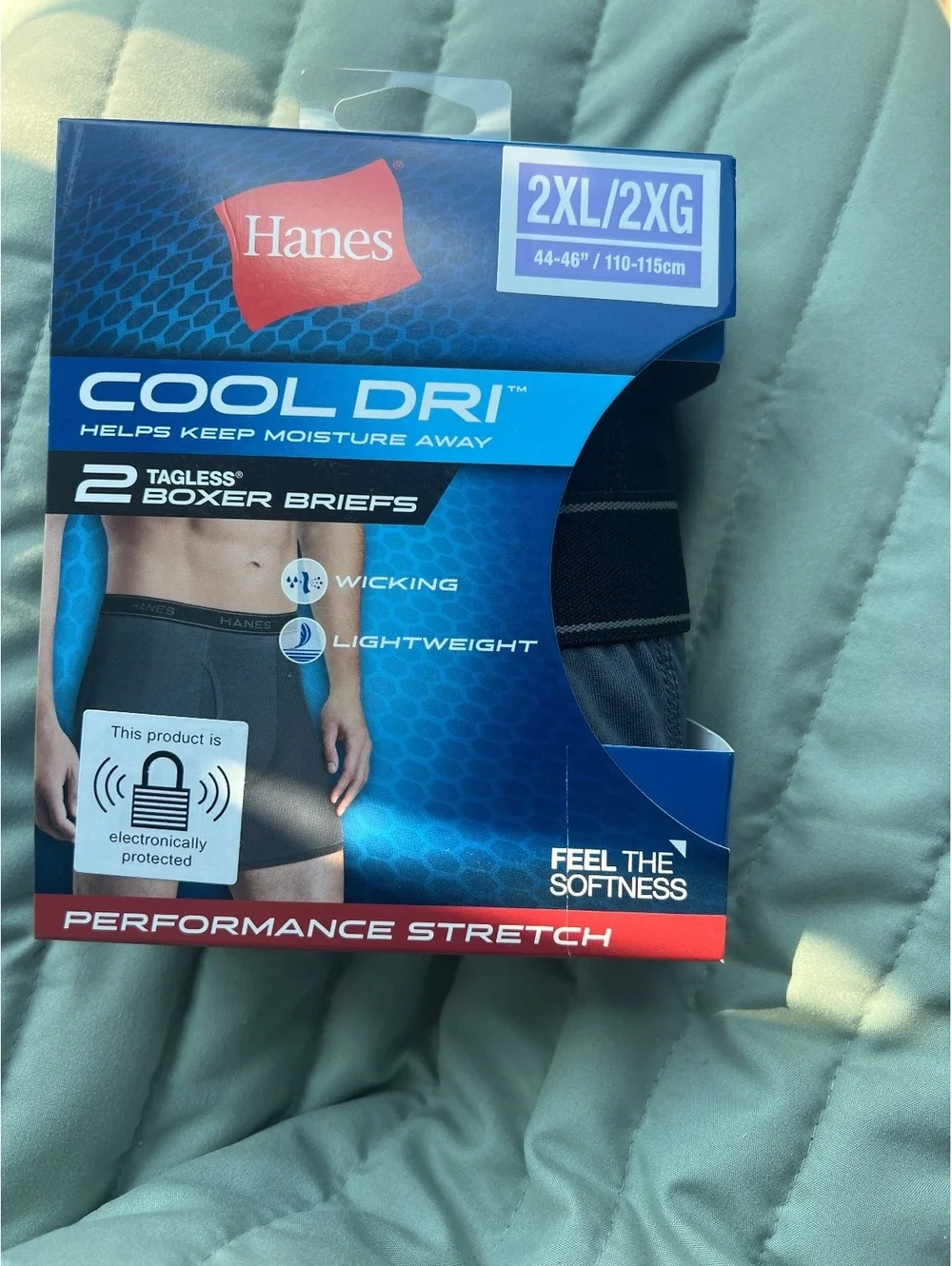 Hanes Cool Dri Performance Stretch 2XL Tagless Boxer Briefs 2-Pack